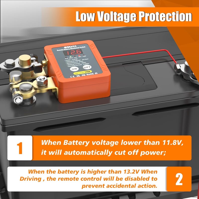 IMAYCC 12V 240A Remote Kill Switch for Car, LED Battery Disconnect Switch,Battery Cut Off Shut Off Battery Switch for Auto,Vehicle, RV, ATV,Truck, Boat. - Image 3